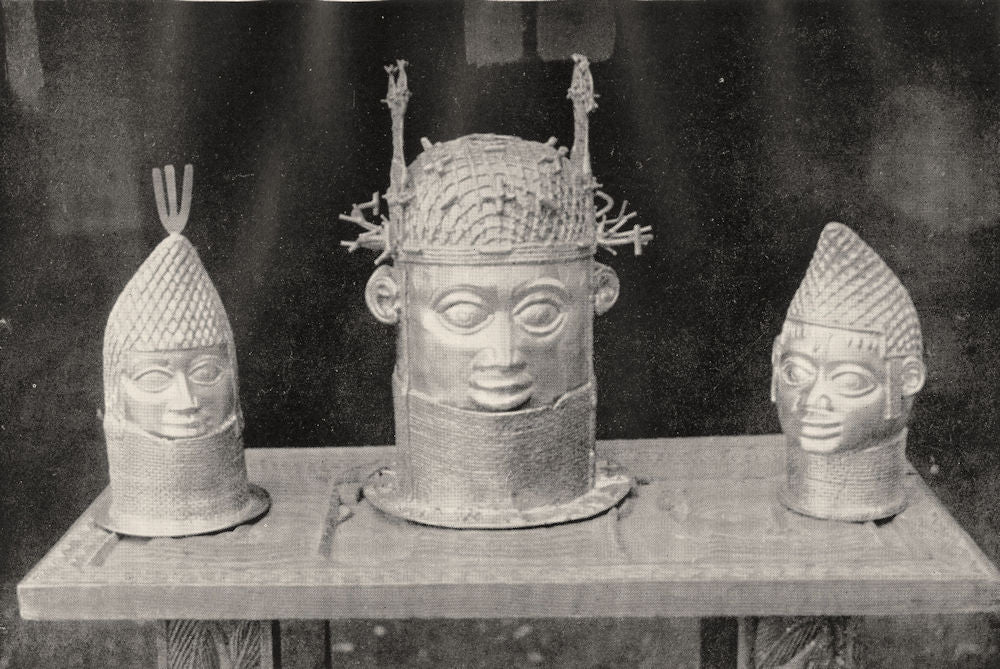 BENIN. Benin brass work 1936 old vintage print picture
